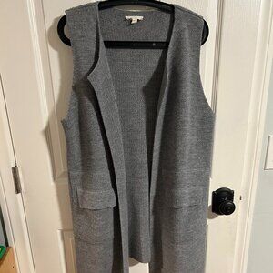Long Gray Vest Sweater Cardigan by Freeway